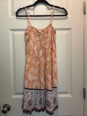 Kori Peach & White Floral Sundress with Border Print